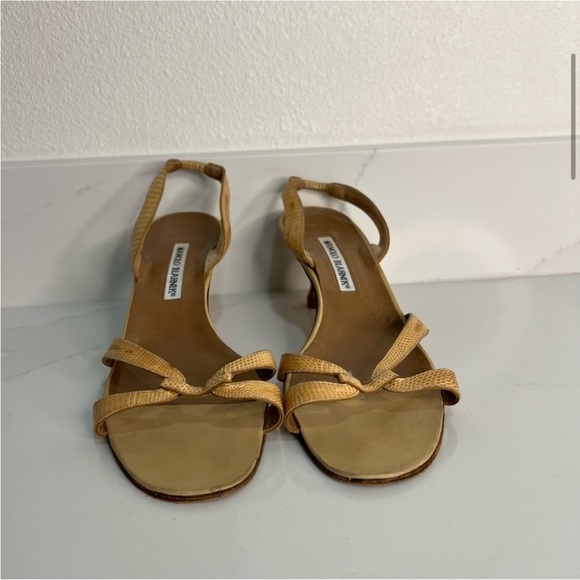 Manolo Blahnik Snakeskin Slingback Heels Sandals
Leather Open Toe Size 40 - Picture 11 of 11